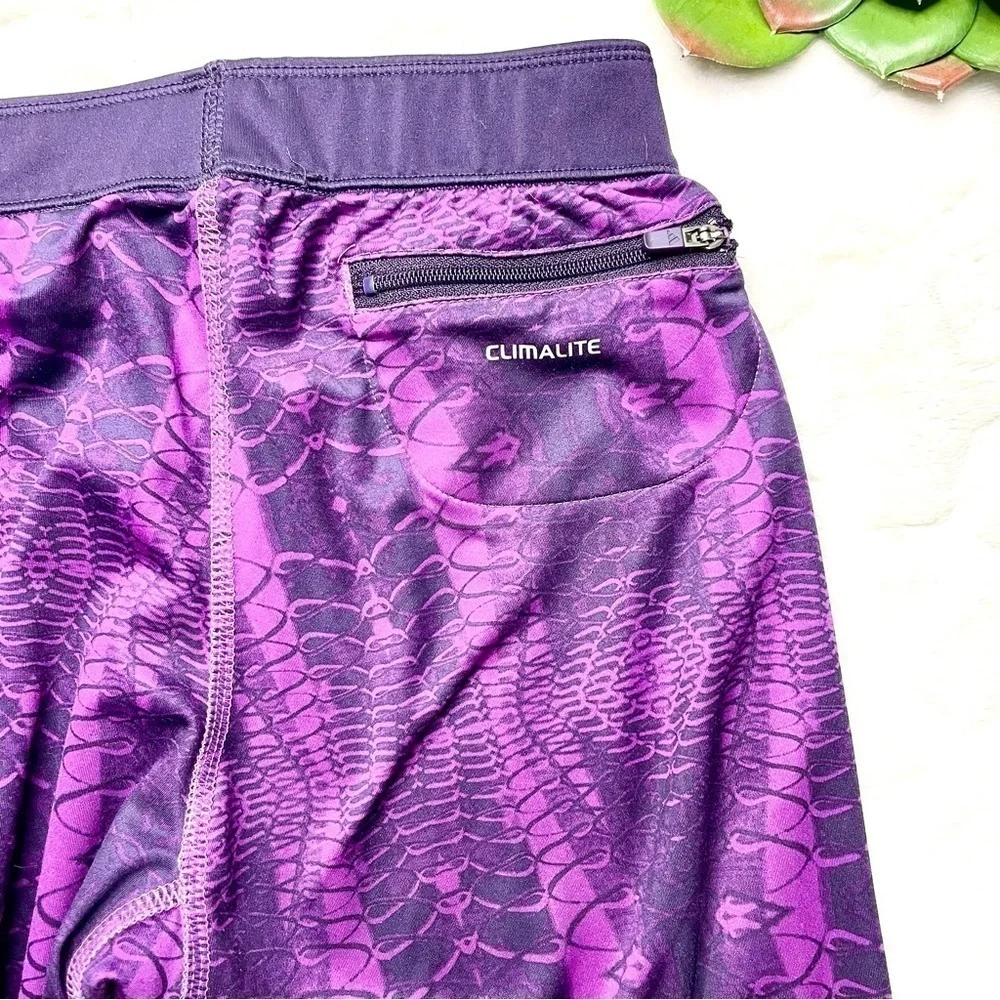 Adidas Climalite Techfit Snake Print Purple Cropped Leggings & Sports Bra Set